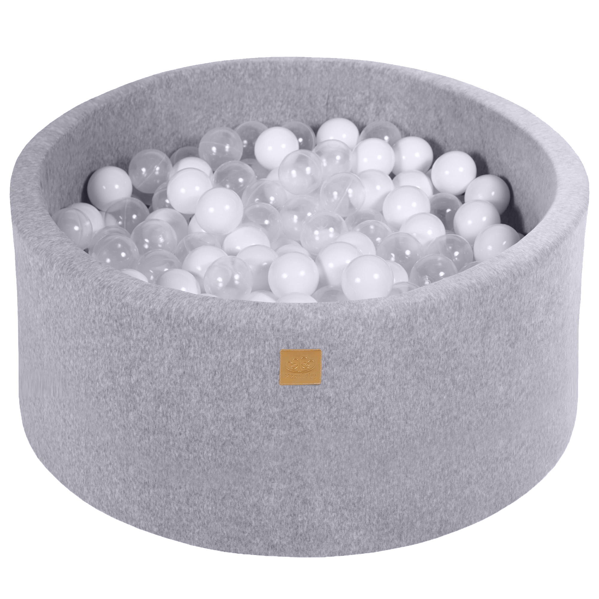 meowbaby-piscine-balles-ronde-90x40-cm-velours-gris-300-balles image 1