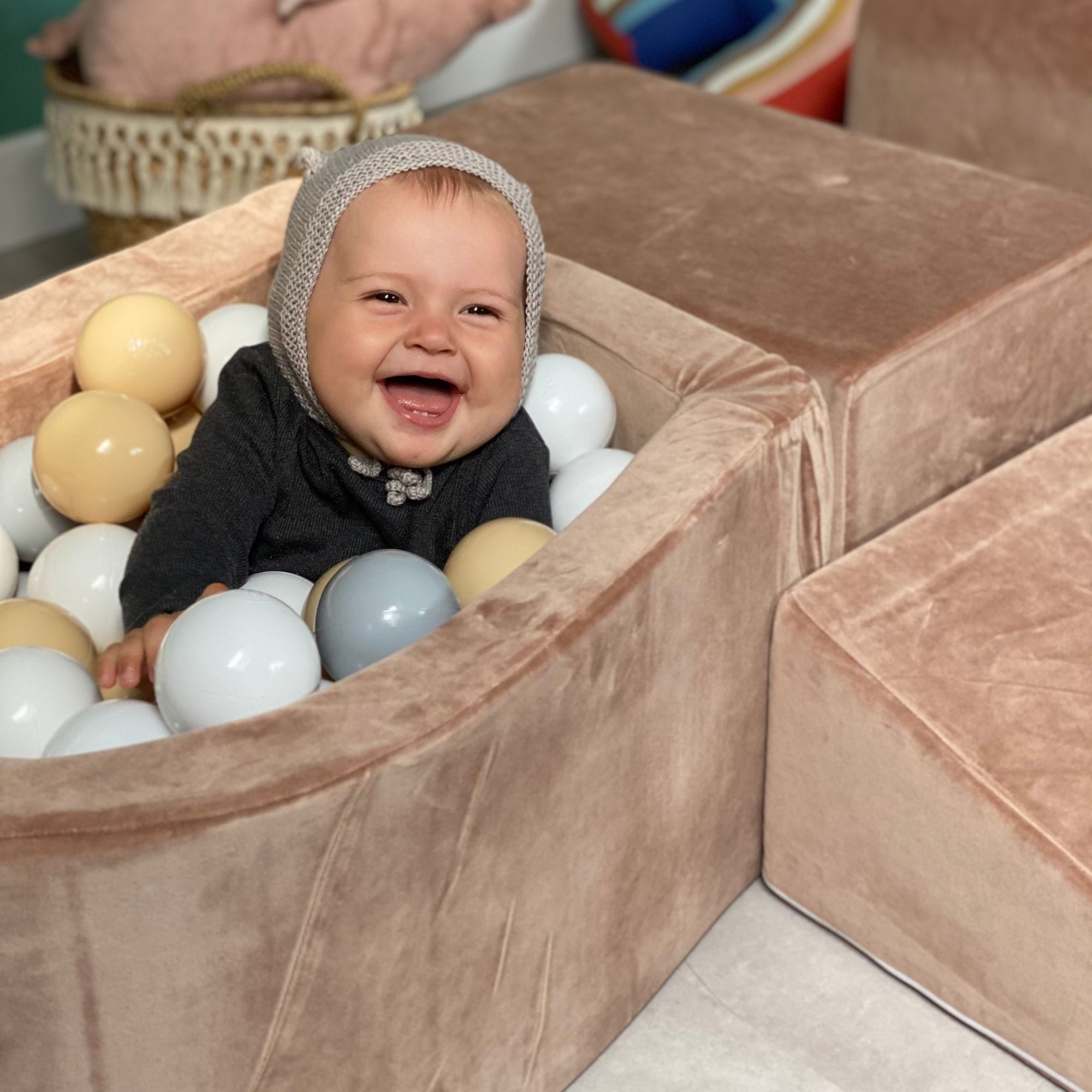 meowbaby-velvet-parcours-de-motricit-5-pi-ces-petite-piscine-balles-beige-balles image 8
