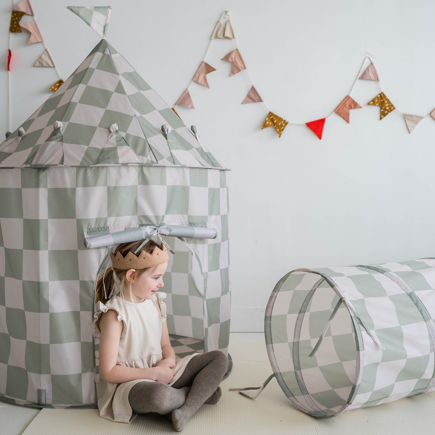 3-sprouts-tente-de-jeu-tissu-recycl-vert-damier image 2