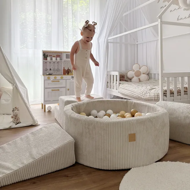 meowbaby-aesthetic-parcours-3-pi-ces-piscine-ronde-90x30-corduroy-cru-200-balles image 1