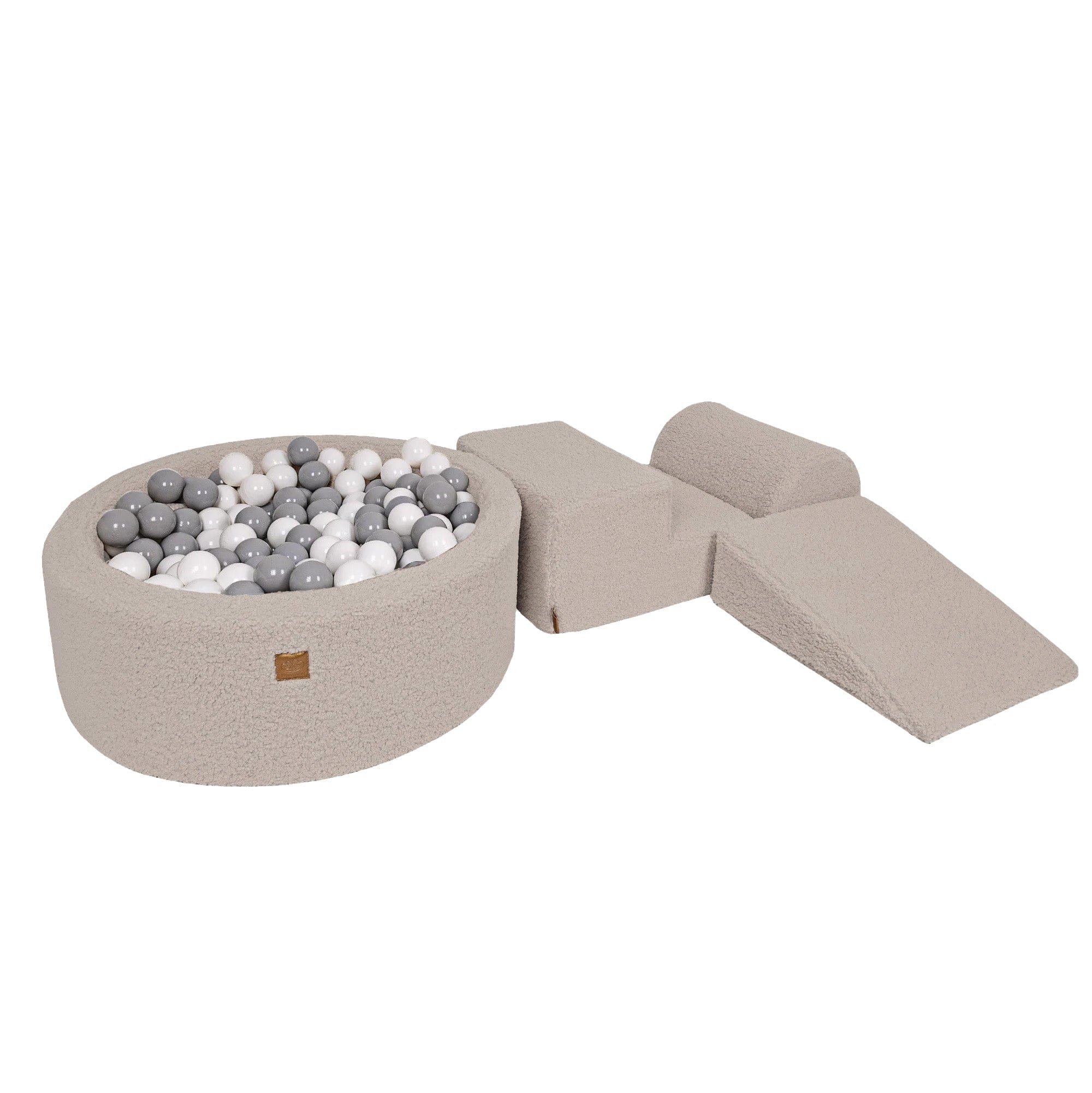 meowbaby-bearly-parcours-3-pi-ces-piscine-balles-ronde-90x30-cm-200-balles-taupe image 3