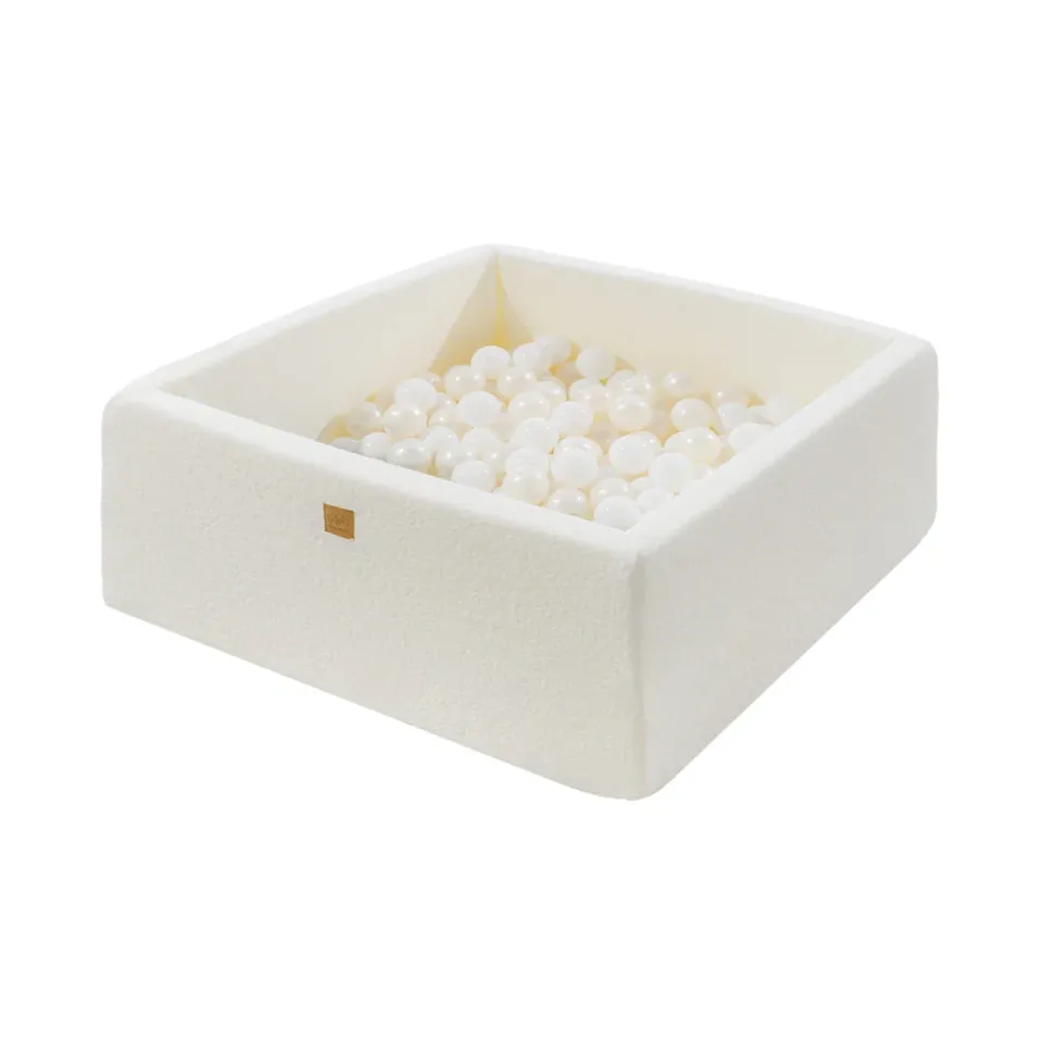 meowbaby-piscine-balles-carr-e-110x110-cm-bouclette-blanc-400-balles image 1