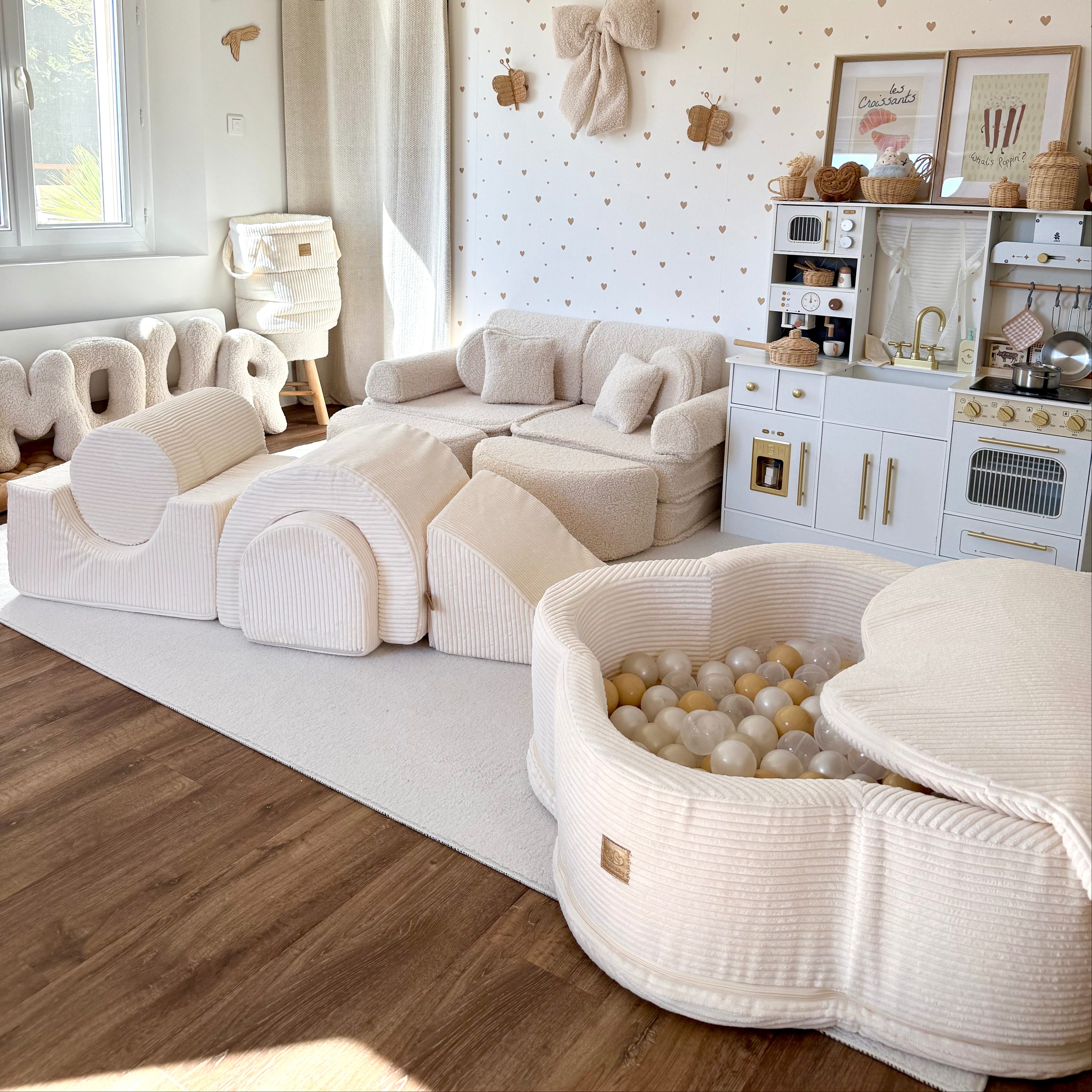 meowbaby-piscine-balles-fleur-aesthetic-90x30-cm-tapis-turquoise-200-balles image 5