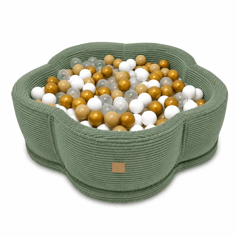 meowbaby-fleur-90x30-cm-piscine-balles-velours-aesthetic-olive-200-balles image 1