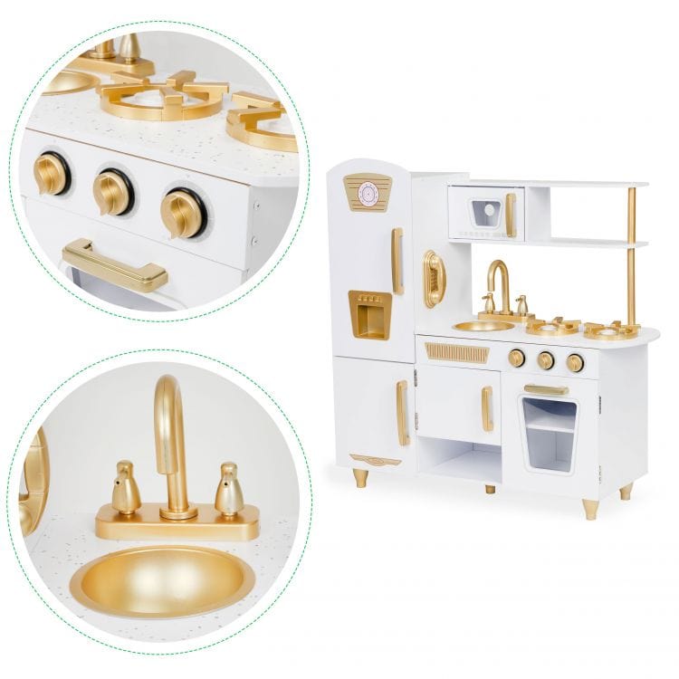 meowbaby-cuisine-en-bois-compl-te-blanc-or image 4