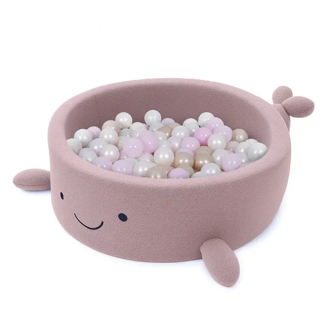meowbaby-piscine-balles-baleine-90x30-cm-bouclette-rose-clair-200-balles image 1