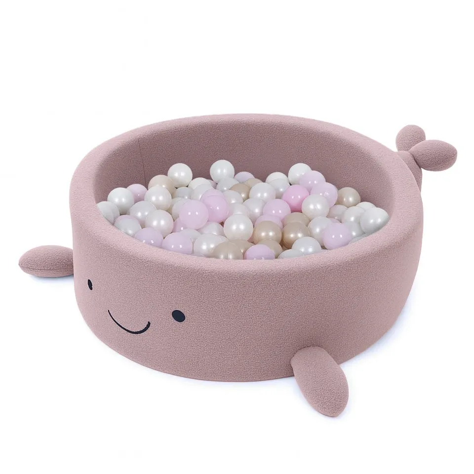 meowbaby-piscine-balles-baleine-90x30-cm-bouclette-rose-clair-200-balles image 1
