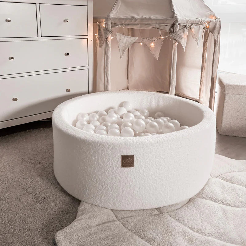 meowbaby-piscine-balles-ronde-90x30-cm-bouclette-blanche-200-balles image 1