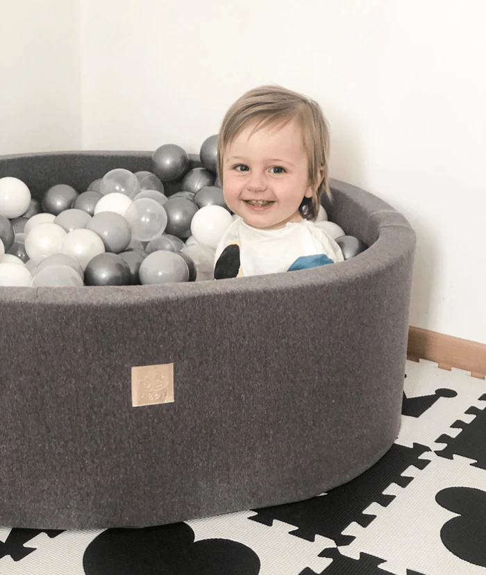 meowbaby-piscine-balles-ronde-90x30-cm-jersey-gris-200-balles image 3