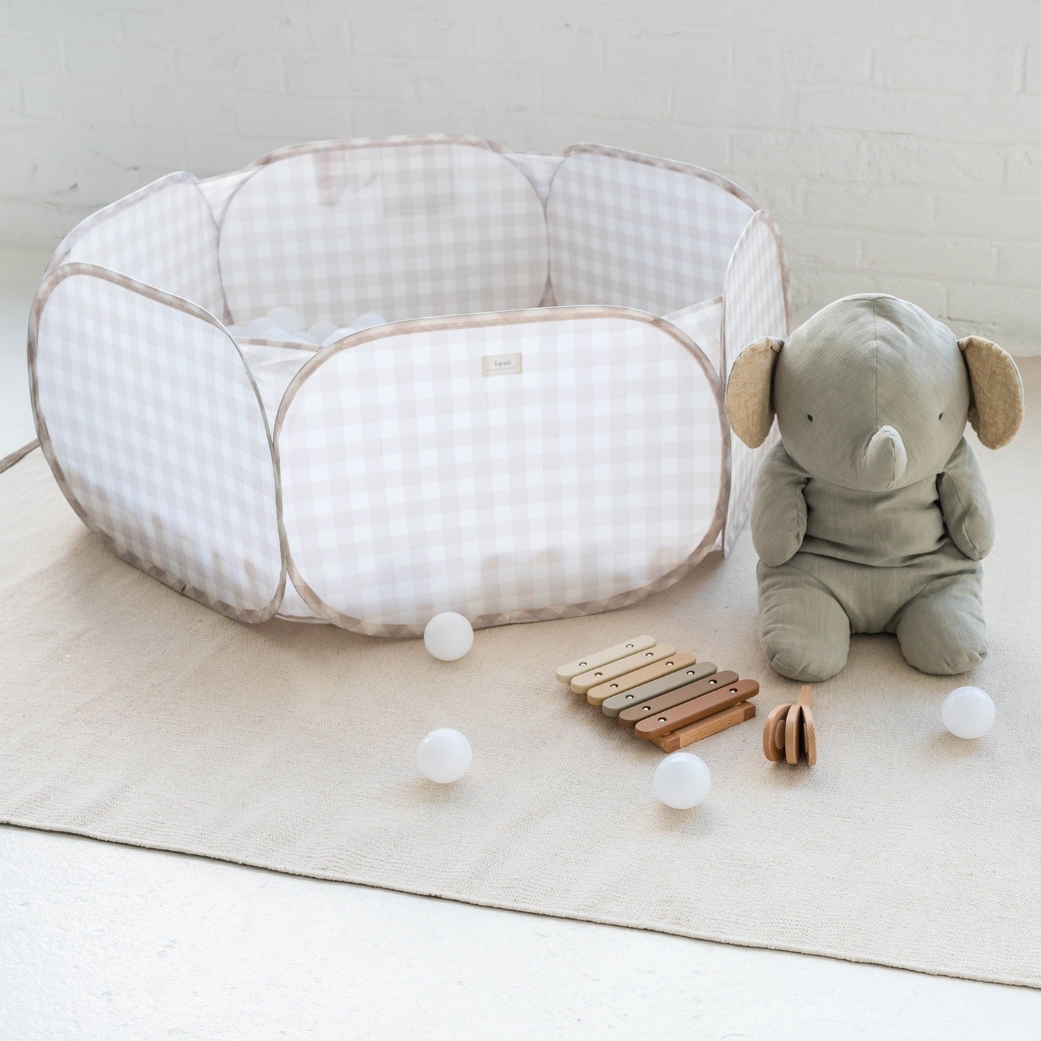 3-sprouts-piscine-balles-en-tissu-recycl-beige-vichy-gingham image 5