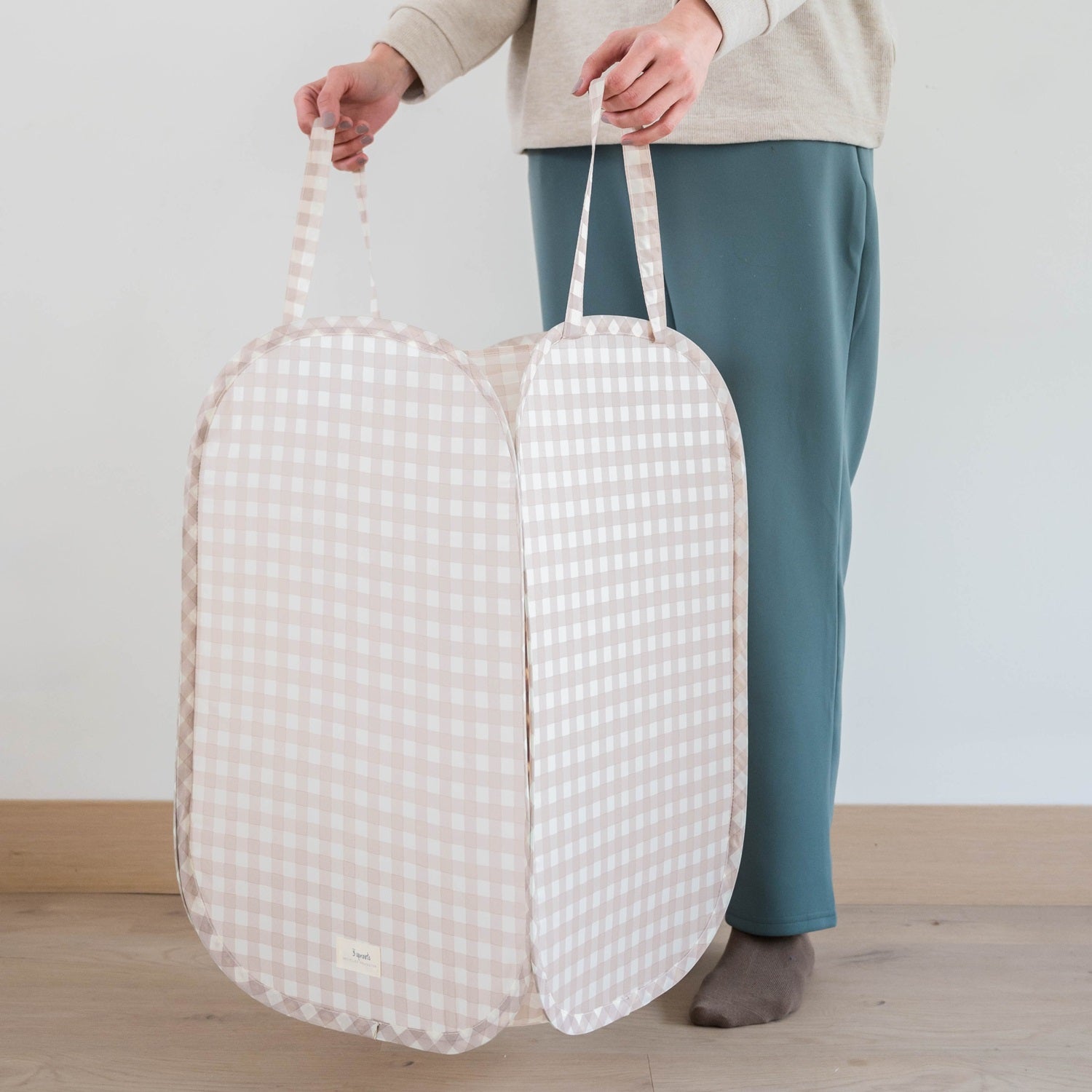 3-sprouts-panier-linge-pop-up-gingham-beige-tissu-recycl image 4