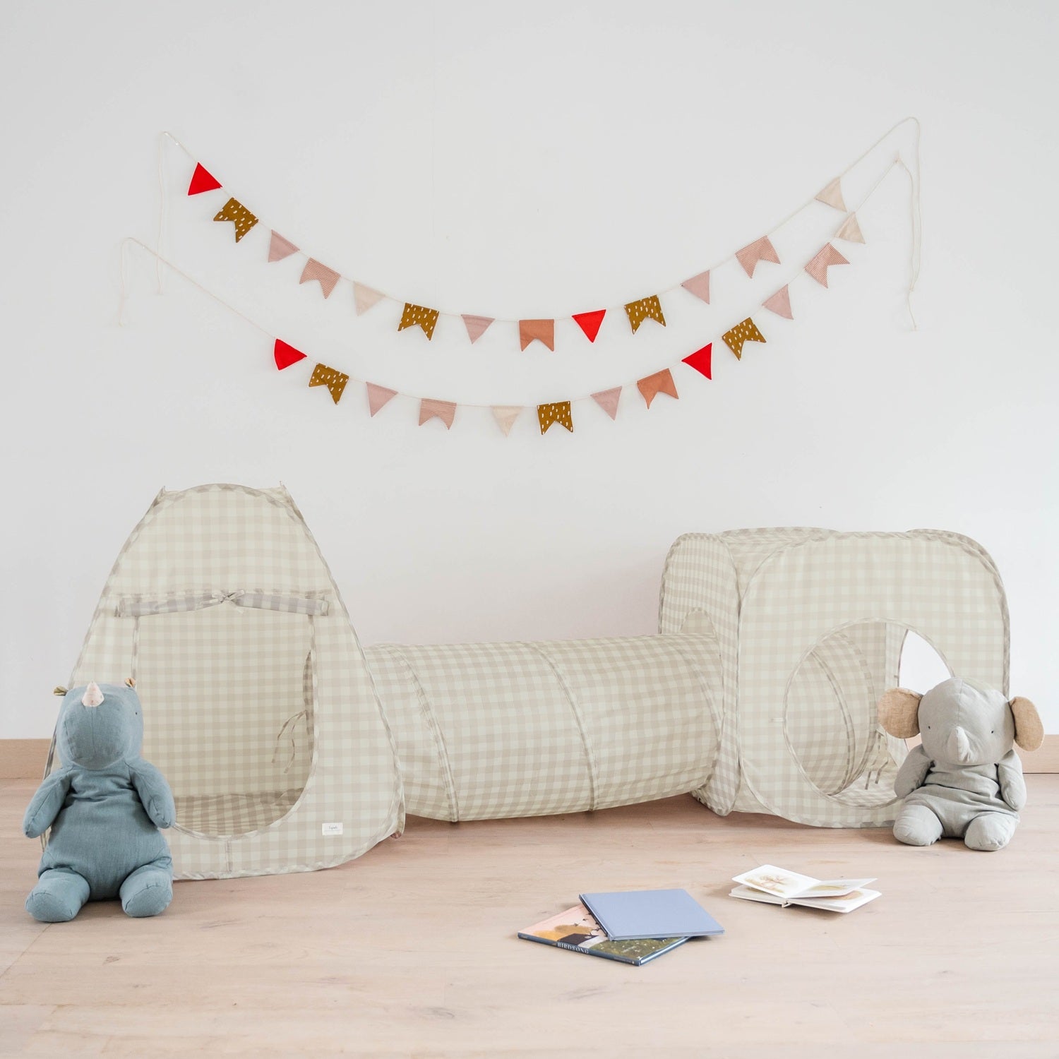3-sprouts-tente-et-tunnel-de-jeu-3-en-1-gingham-beige-tissu-recycl image 6
