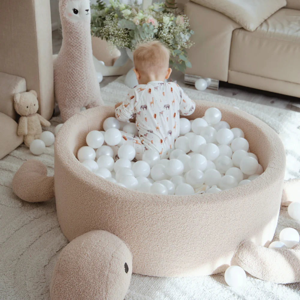 meowbaby-piscine-balles-tortue-90x30-cm-bouclette-beige-200-balles image 1