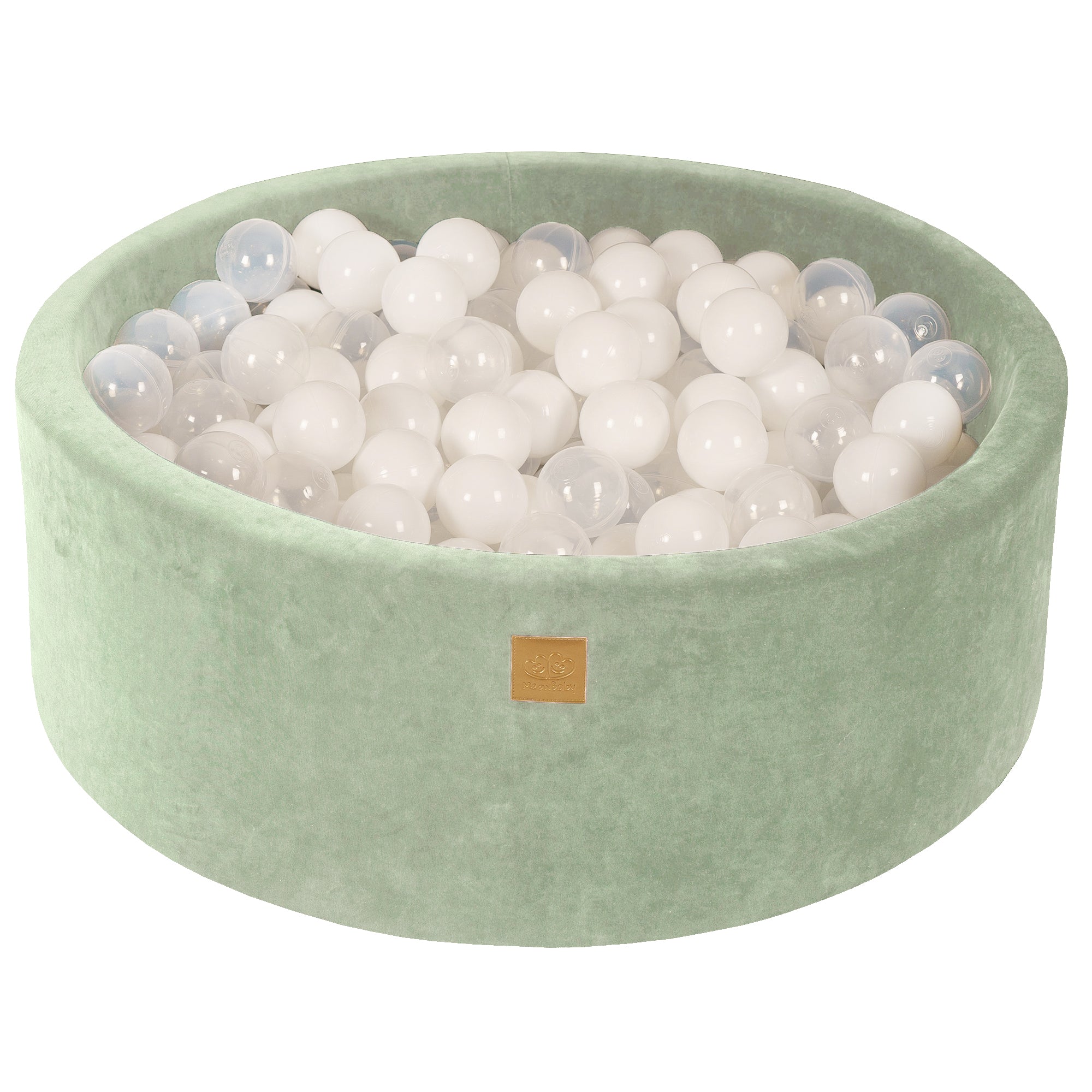 meowbaby-piscine-balles-ronde-90x30-cm-velours-200-balles-vert-sauge image 1