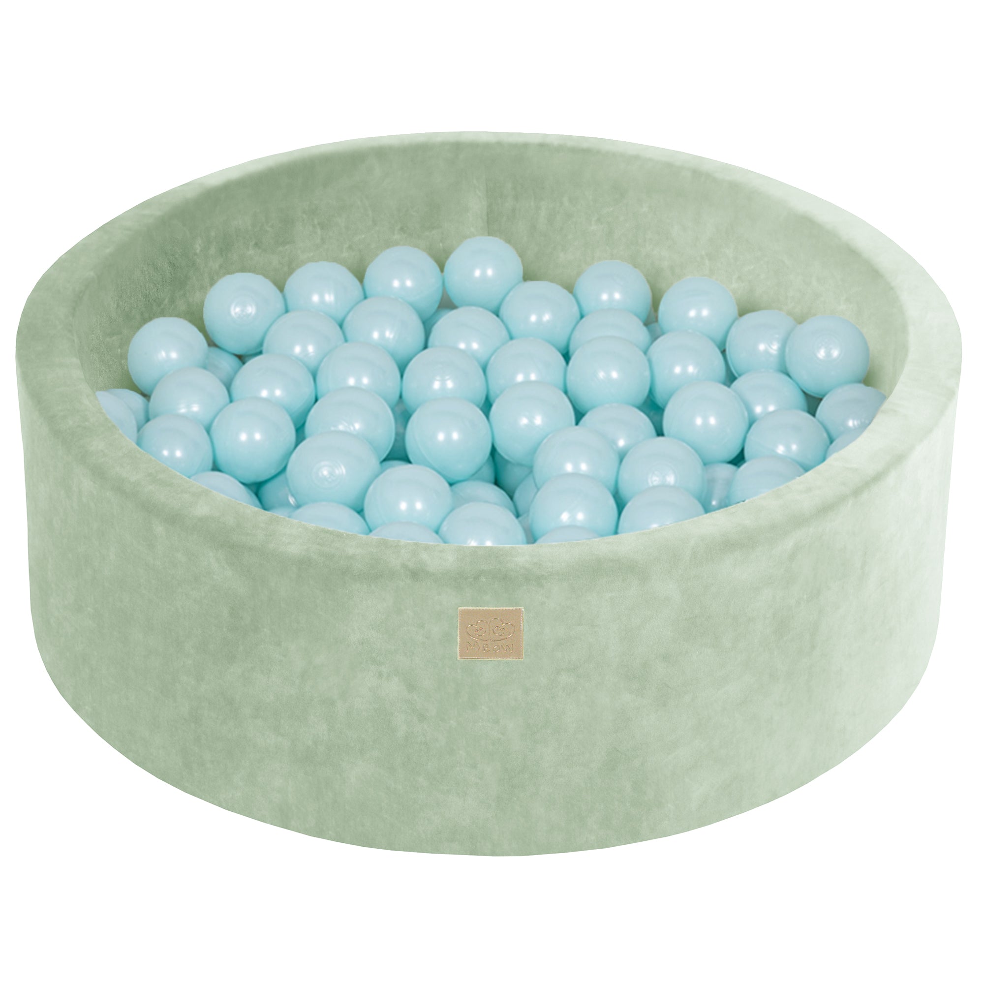 meowbaby-piscine-balles-ronde-90x30-cm-velours-200-balles-vert-sauge image 3