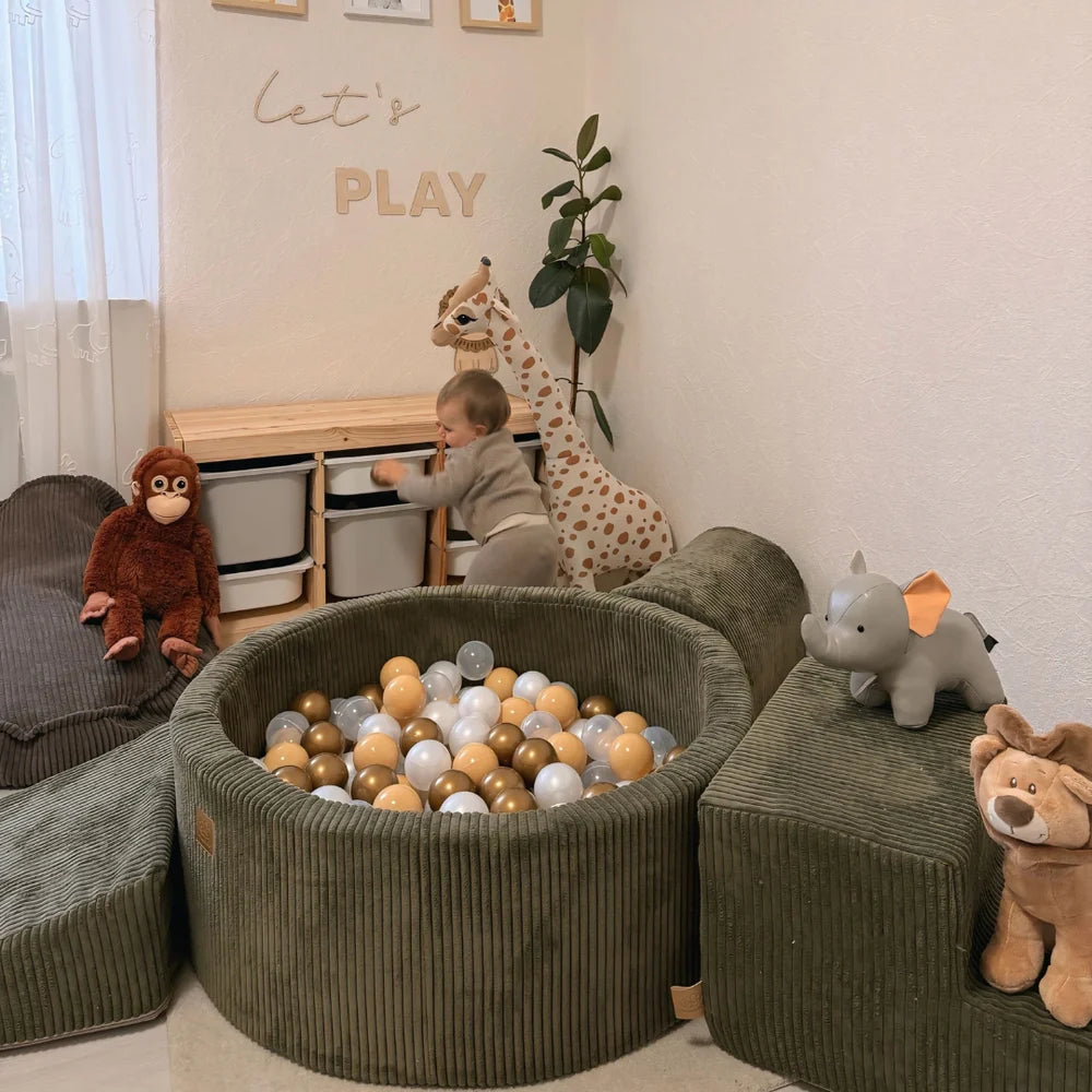 meowbaby-parcours-3-pi-ces-piscine-balles-90x30-corduroy-aesthetic-kaki-200-ball image 6