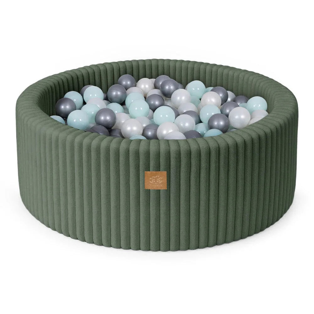 meowbaby-piscine-balles-ronde-90x30-cm-fourrure-churros-olive-200-balles image 6