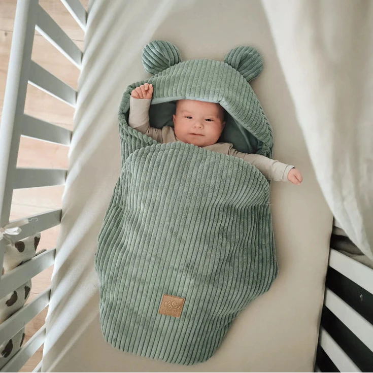 meowbaby-aesthetic-couverture-d-emmaillotage-velours-corduroy-ours image 1