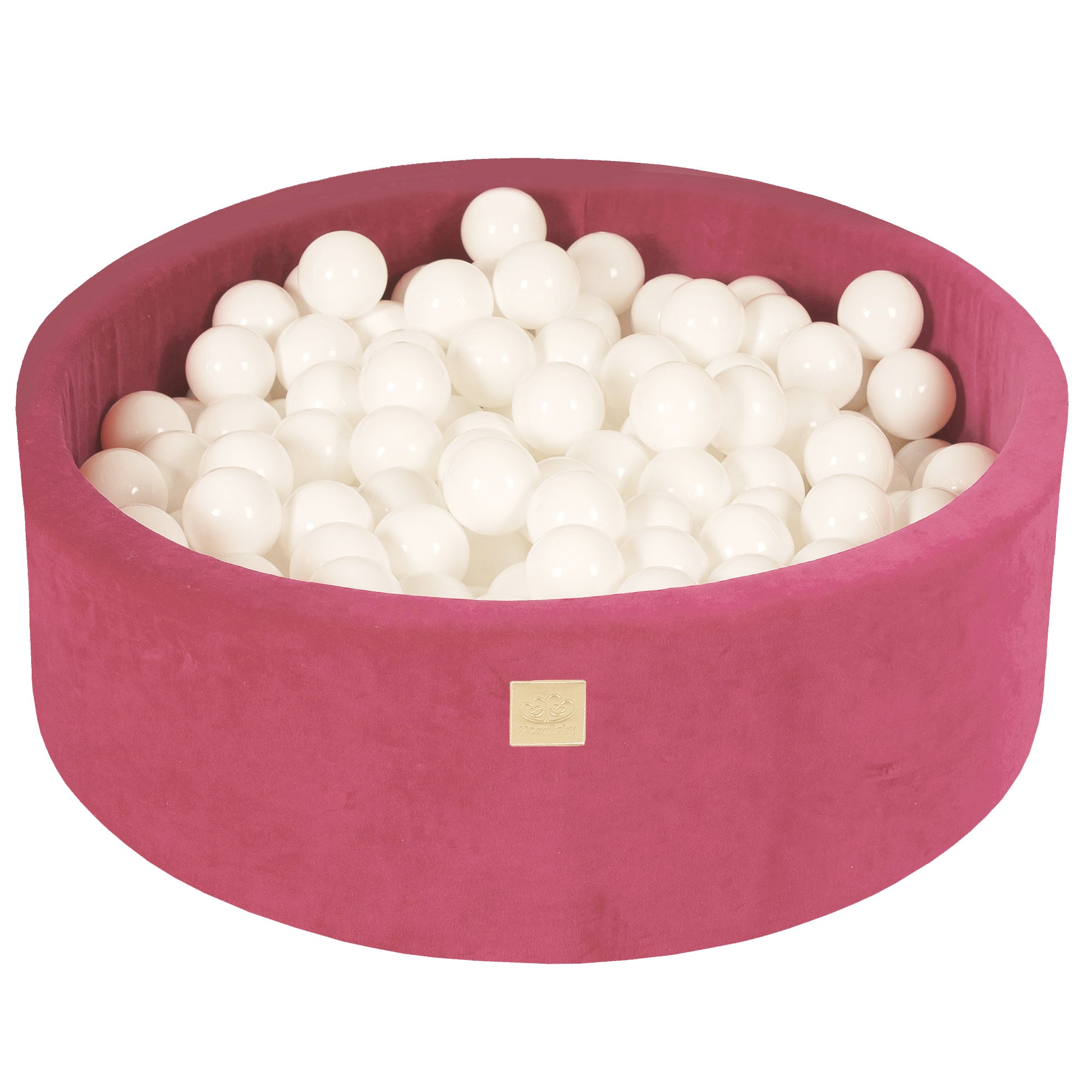 meowbaby-piscine-balles-ronde-90x30-cm-velours-rouge-framboise-200-balles image 1