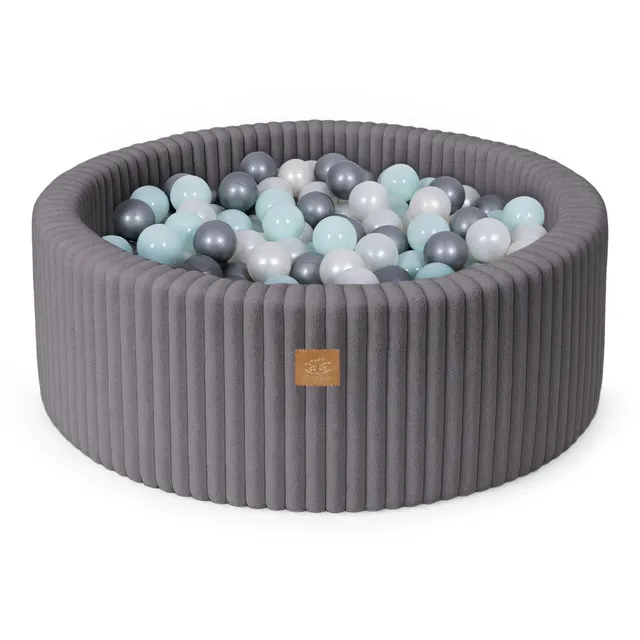meowbaby-piscine-balles-ronde-90x30-cm-churros-anthracite-200-balles image 1