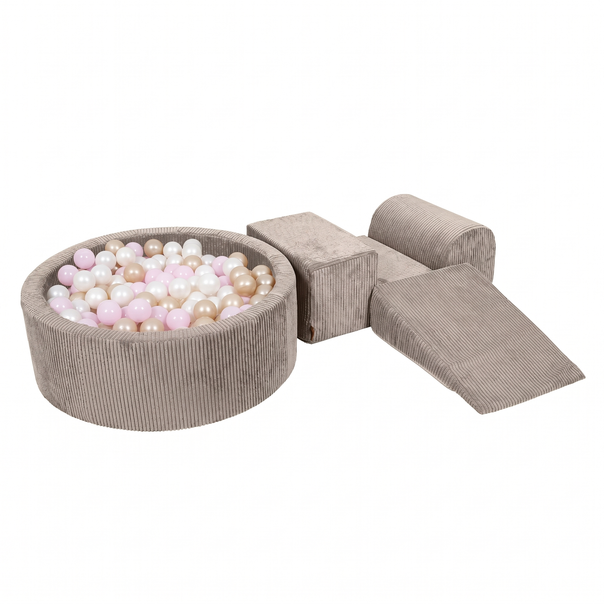 meowbaby-parcours-3-pi-ces-piscine-balles-ronde-90x30-cm-corduroy-aesthetic-taup image 5