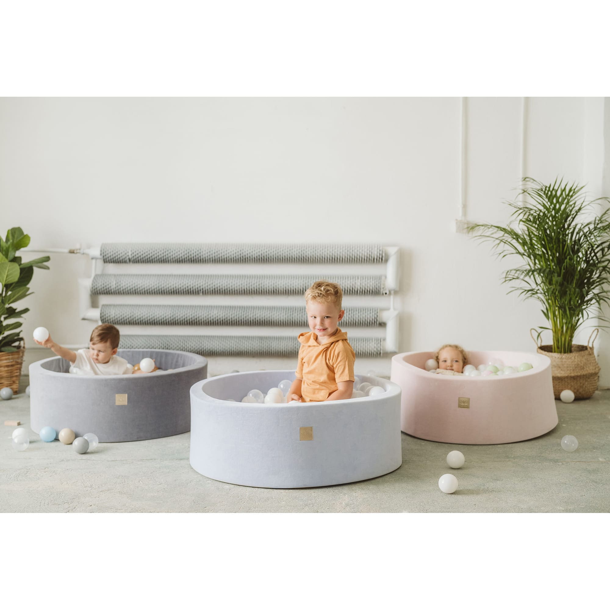 meowbaby-piscine-balles-ronde-90x40-cm-jersey-gris-clair-300-balles image 2