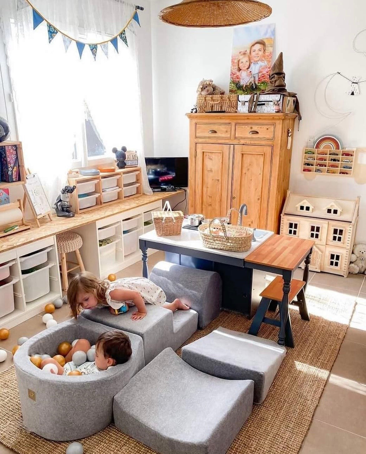 meowbaby-parcours-de-motricit-5-modules-petite-piscine-balles-velours-rouge-fram image 4