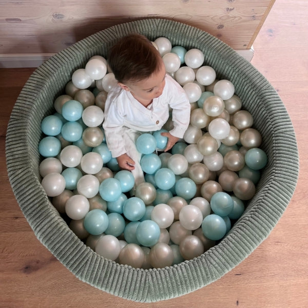 meowbaby-piscine-balles-ronde-90x30cm-velours-c-tel-aesthetic-olive-200-balles-a image 4