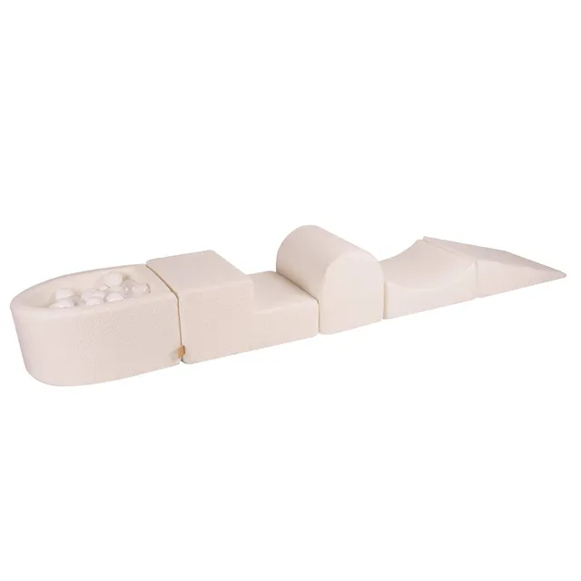 meowbaby-parcours-de-motricit-4-pi-ces-petite-piscine-bouclette-blanc-100-balles image 1