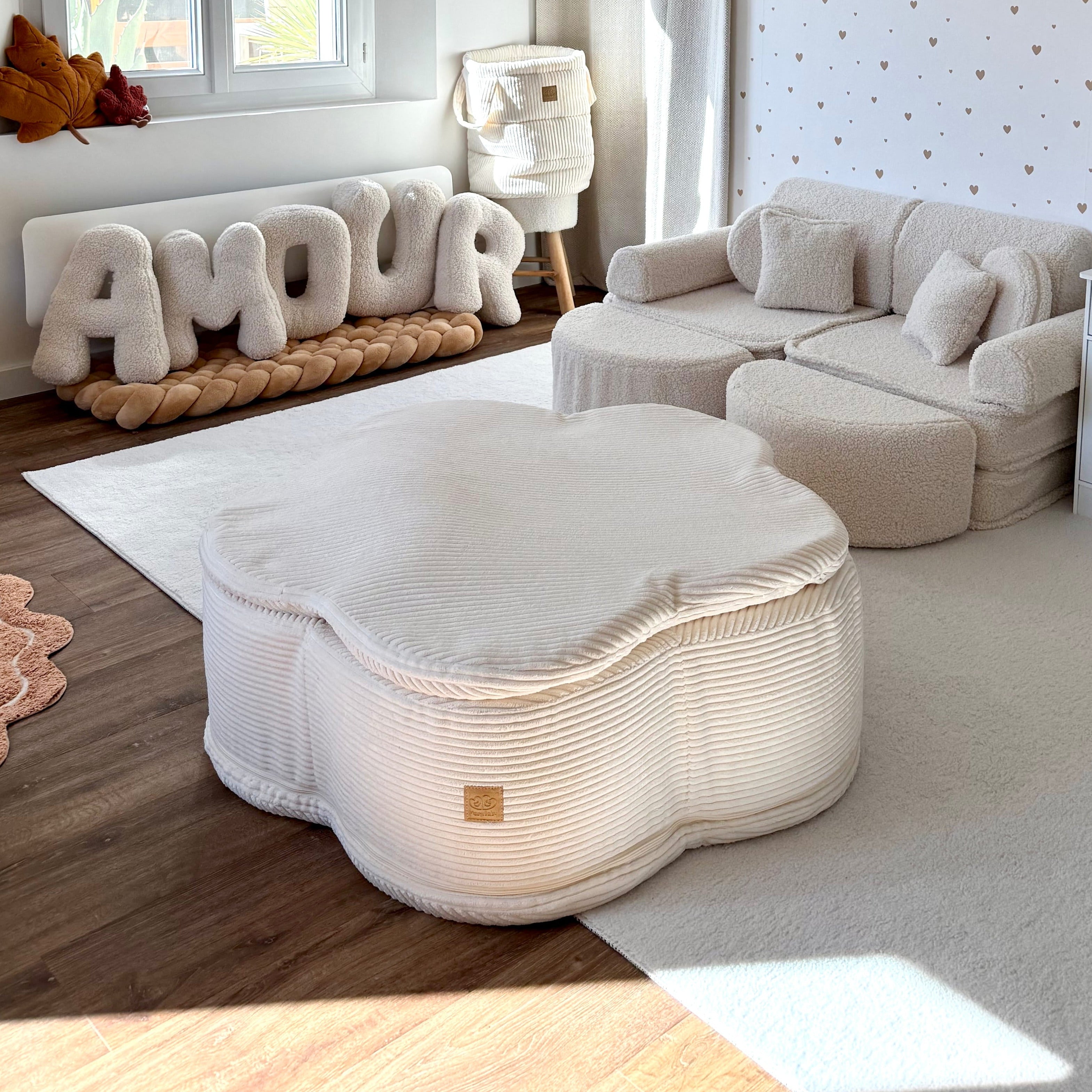 meowbaby-piscine-balles-fleur-90x30-cm-velours-aesthetic-kaki-tapis-200-balles-a image 8
