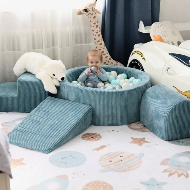 meowbaby-parcours-3-pi-ces-piscine-balles-ronde-90x30-cm-200-balles-corduroy-tur image 1