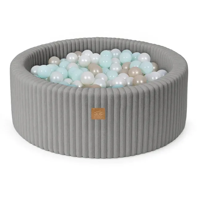 meowbaby-churros-piscine-balles-ronde-90x30-cm-fourrure-gris-200-balles image 1