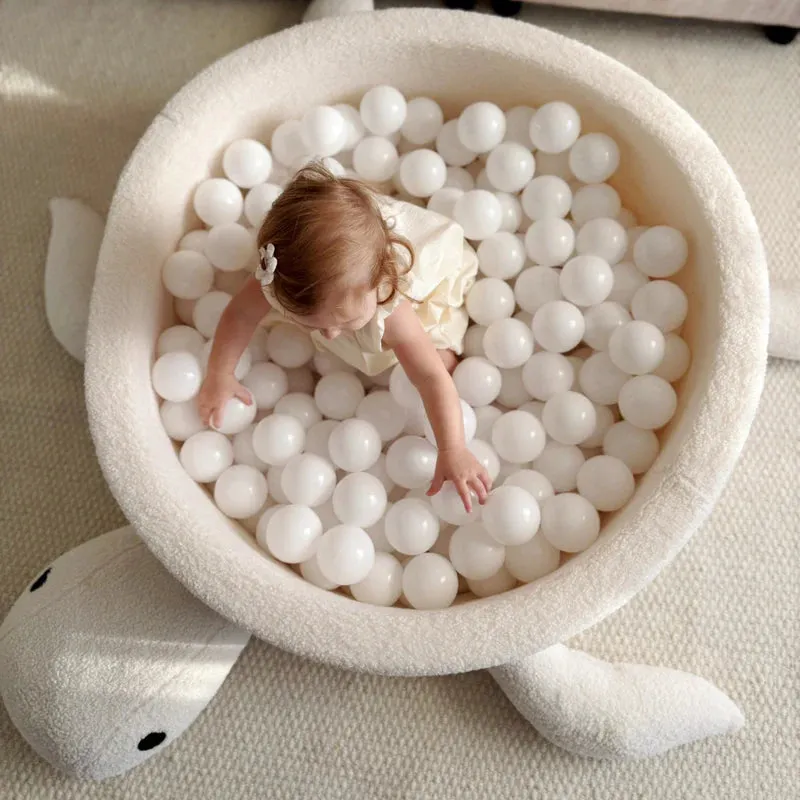 meowbaby-piscine-balles-tortue-90x30-cm-bouclette-c-line-cr-me-200-balles image 1