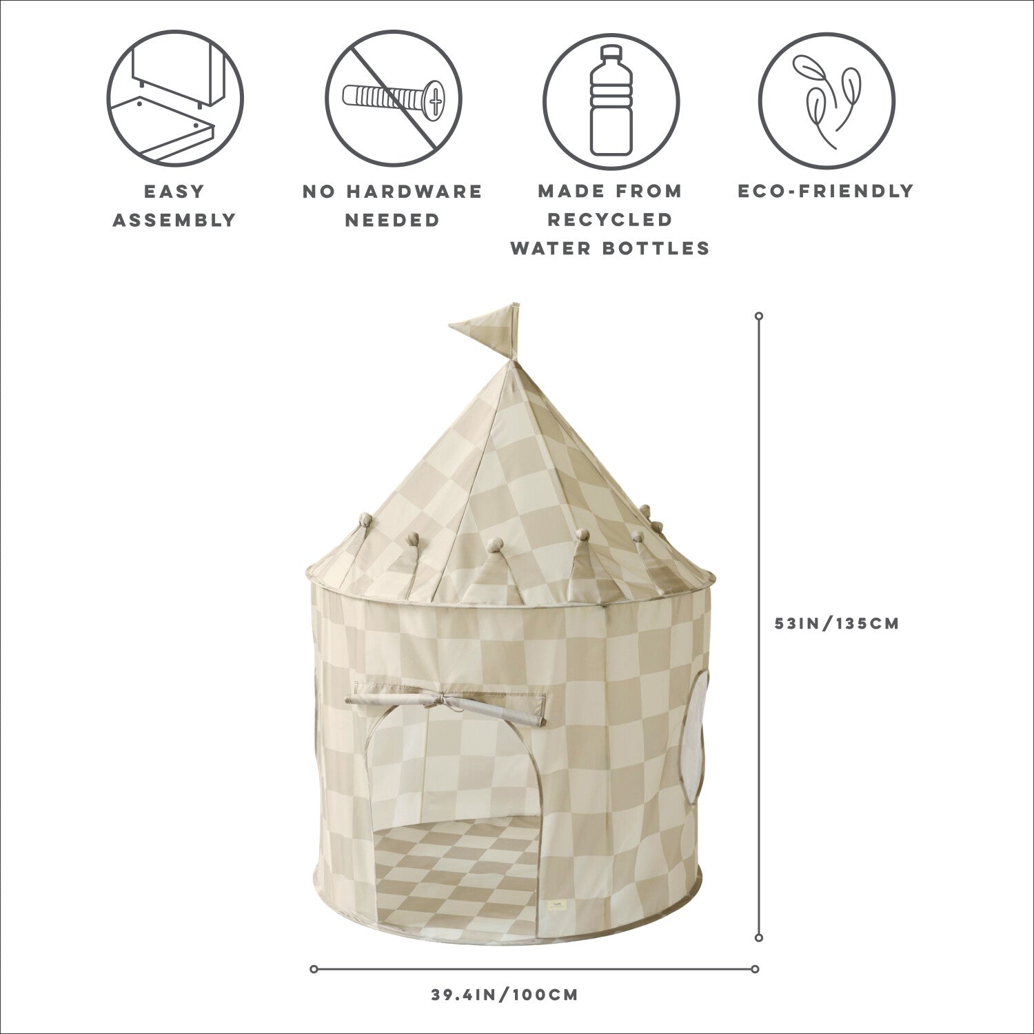 3-sprouts-tente-de-jeu-checkerboard-beige-en-tissu-recycl image 5