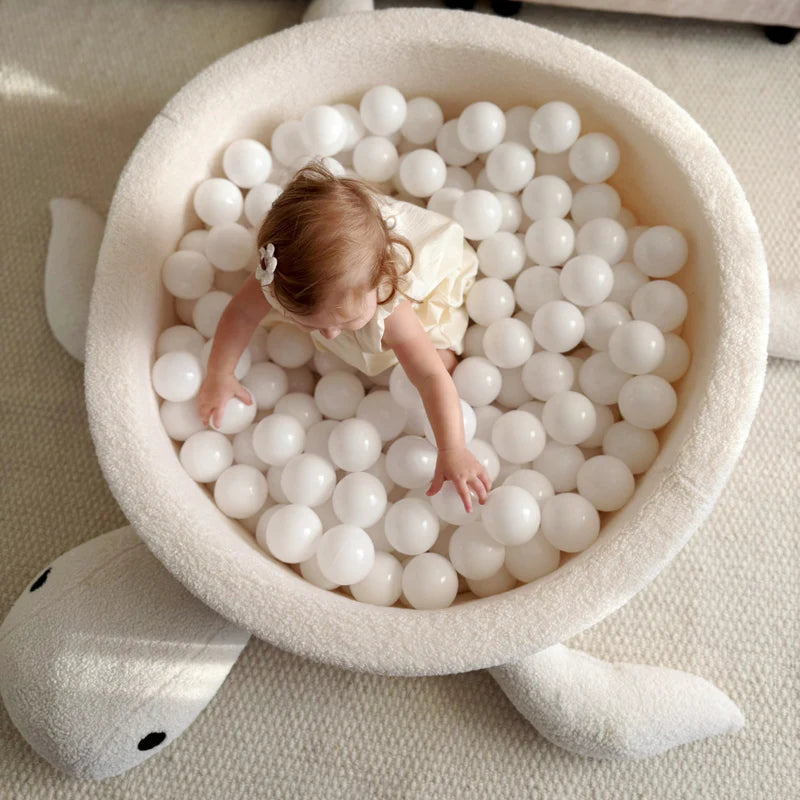 meowbaby-piscine-balles-tortue-90x30-cm-bouclette-c-line-cr-me-200-balles image 1