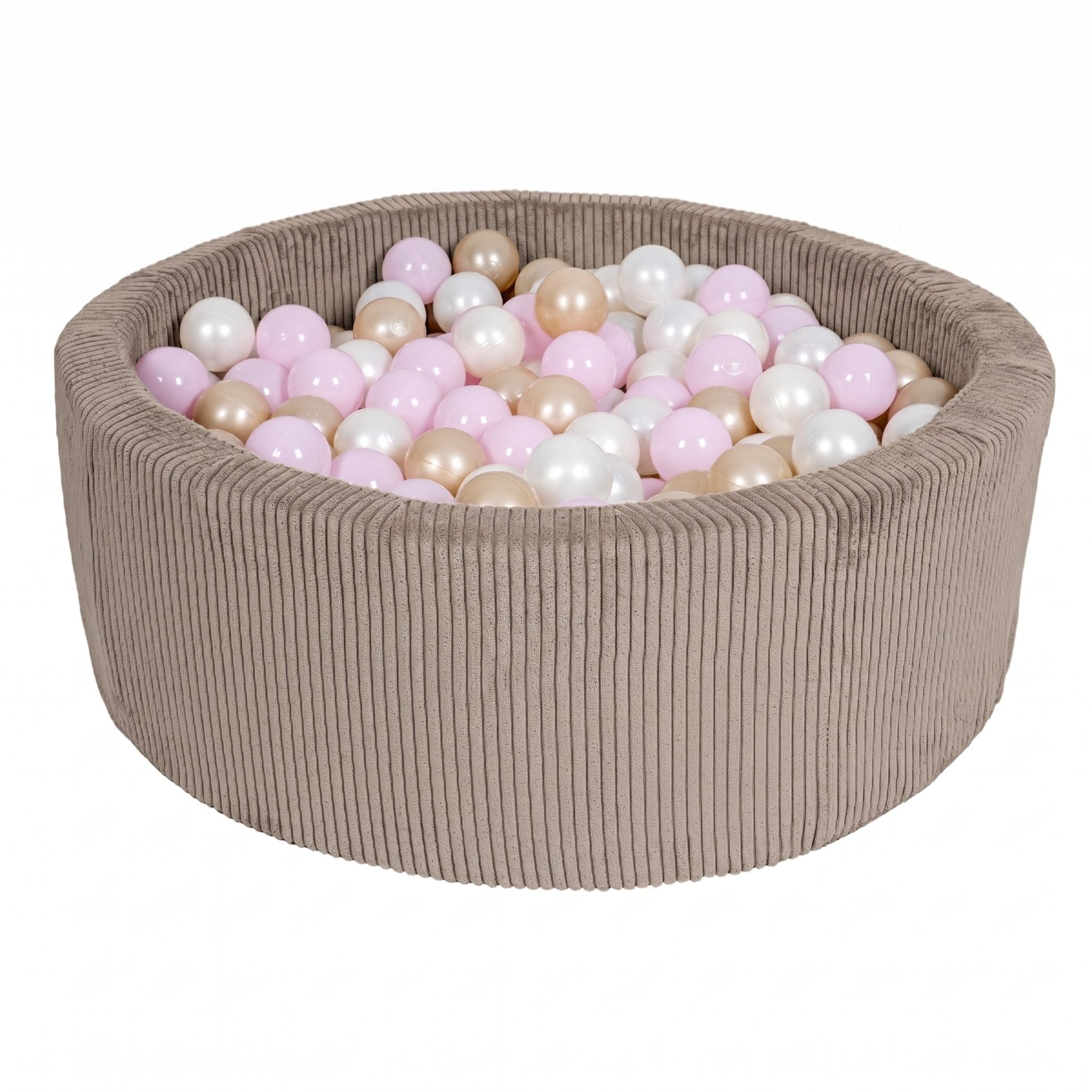 meowbaby-piscine-balles-ronde-90x30-cm-velours-aesthetic-taupe-200-balles image 3