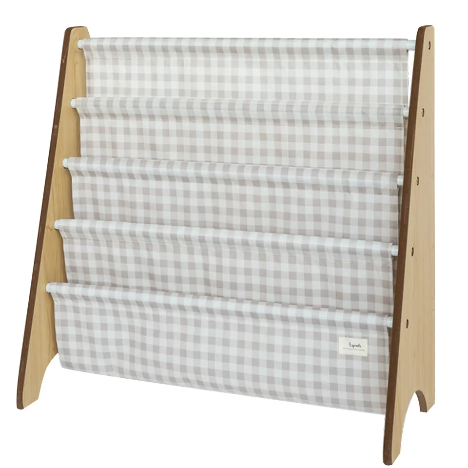 3-sprouts-gingham-beige-biblioth-que-enfant-tissu-recycl image 1