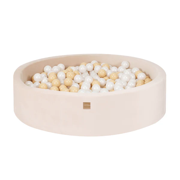 meowbaby-piscine-balles-ronde-120x30-cm-velours-300-balles-beige image 4