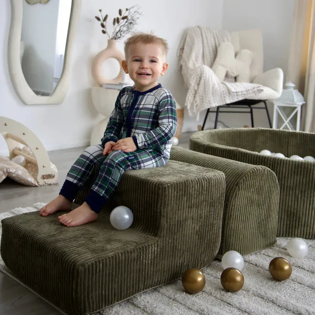 meowbaby-parcours-3-pi-ces-piscine-balles-90x30-corduroy-aesthetic-kaki-200-ball image 1