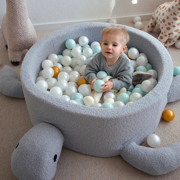 meowbaby-piscine-balles-tortue-90x30-cm-bouclette-bleu-200-balles image 1