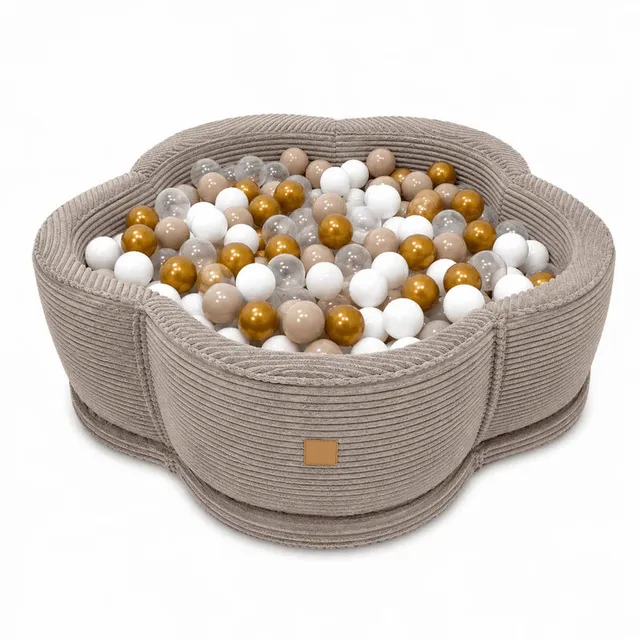 meowbaby-piscine-balles-fleur-90x30-cm-aesthetic-corduroy-taupe-200-balles image 1