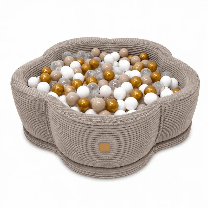 meowbaby-piscine-balles-fleur-90x30-cm-aesthetic-corduroy-taupe-200-balles image 1
