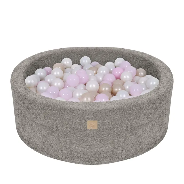 meowbaby-piscine-balles-ronde-90x30cm-tissu-boucl-marron-glac-200-balles-au-choi image 1