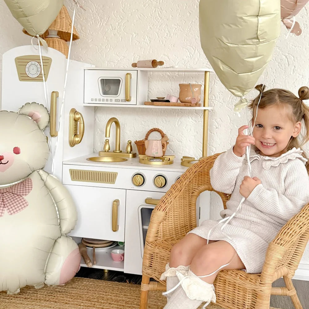 meowbaby-cuisine-en-bois-compl-te-blanc-or image 2