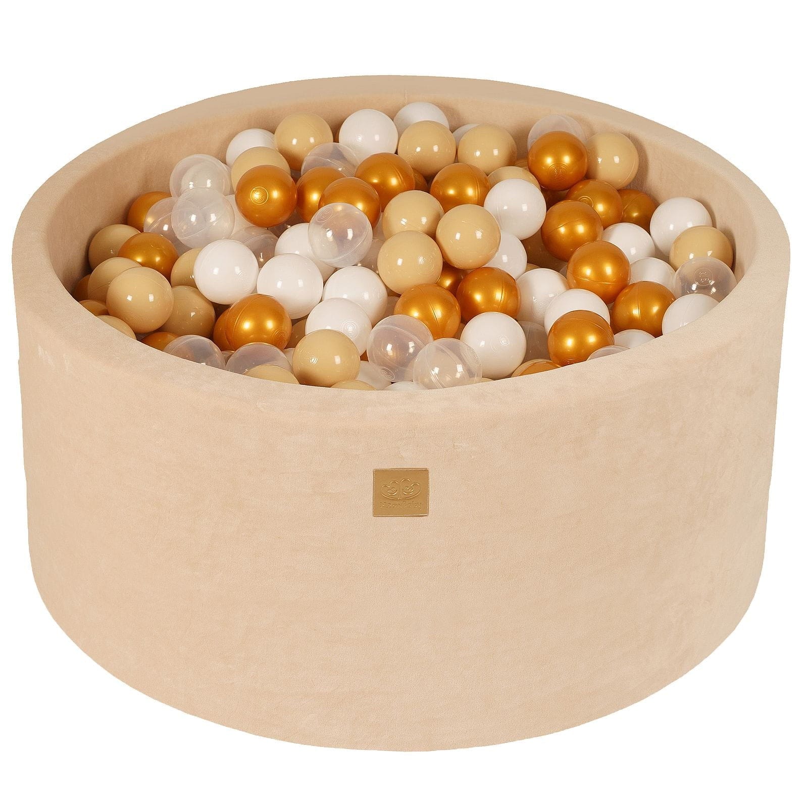 meowbaby-piscine-balles-ronde-90x40-cm-velours-beige-300-balles image 1