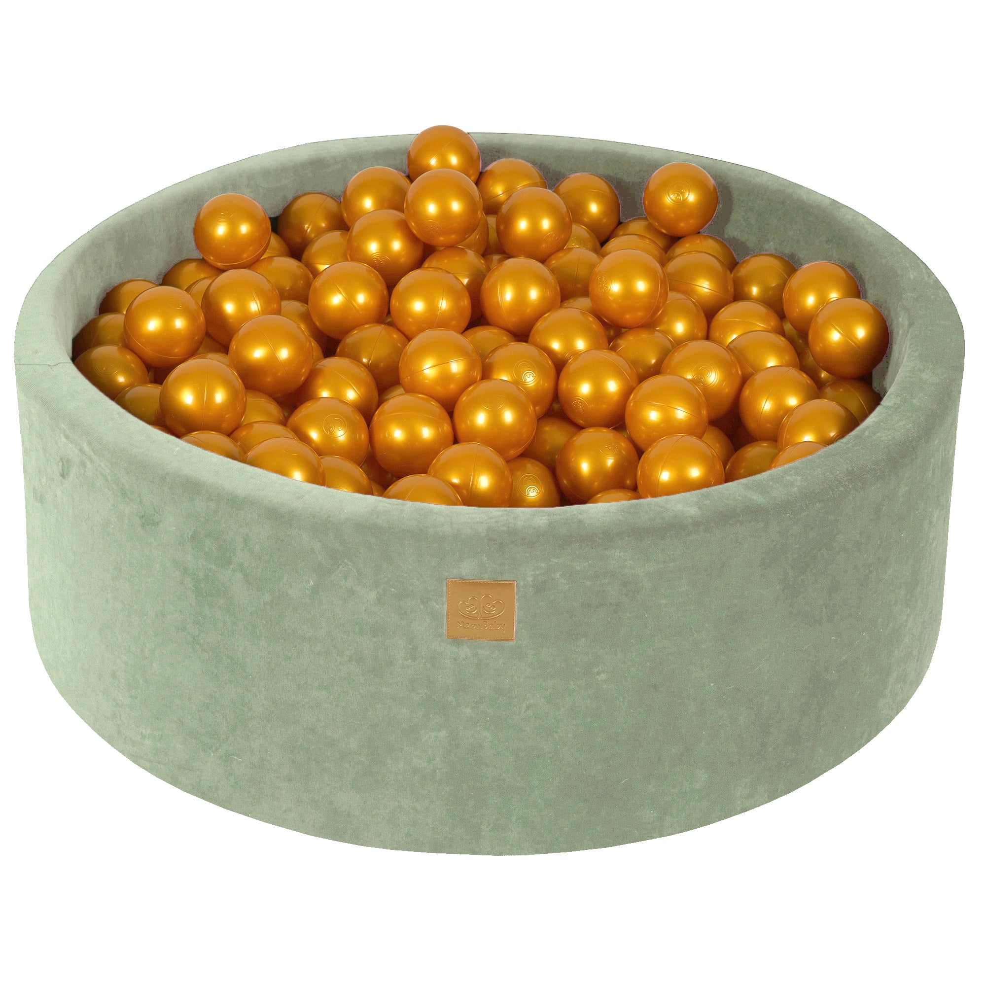 meowbaby-piscine-balles-ronde-90x30-cm-velours-200-balles-vert-sauge image 2