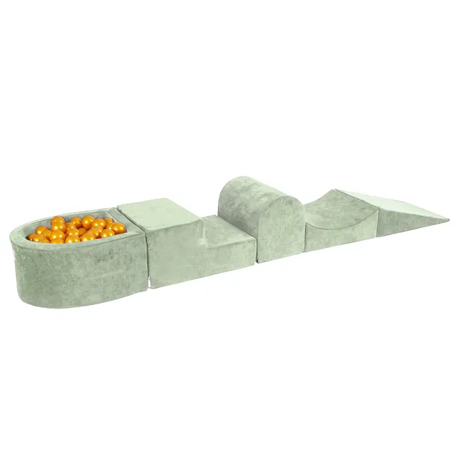 meowbaby-velvet-parcours-de-motricit-5-modules-avec-petite-piscine-balles-vert-s image 1