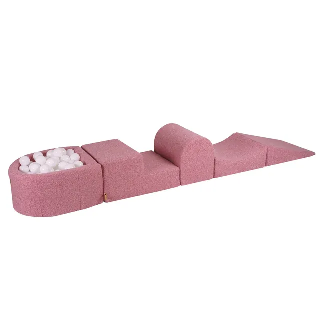 meowbaby-parcours-de-motricit-5-modules-petite-piscine-balles-bouclette-rose-bal image 1