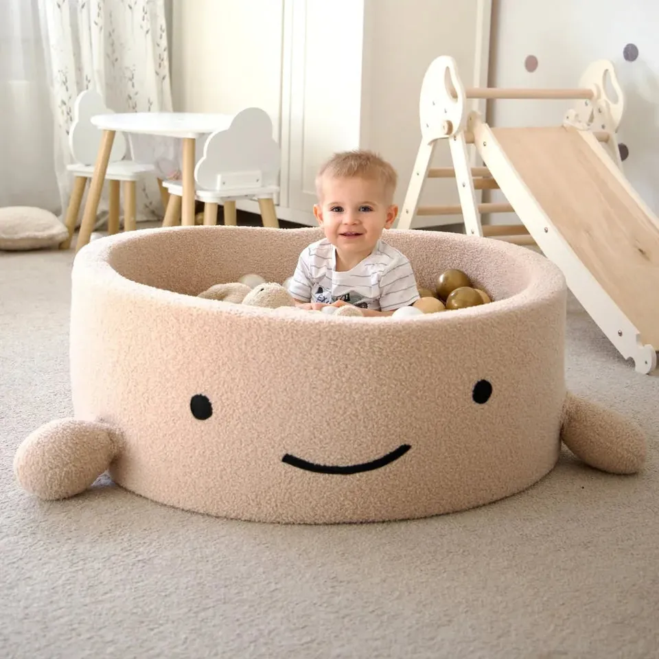 meowbaby-piscine-balles-baleine-90x30-cm-bouclette-c-line-beige-200-balles image 1
