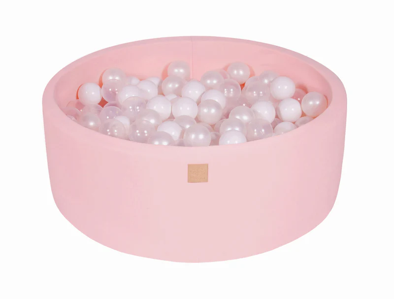 meowbaby-piscine-balles-ronde-90x30-cm-jersey-rose-200-balles image 1